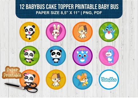 12 Babybus Cake Topper Printable Baby Bus