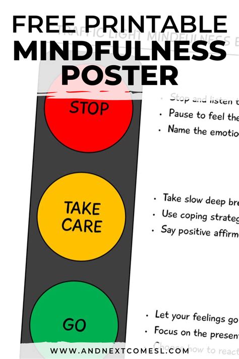 Traffic Light Mindfulness Exercise Free Printable Poster Included