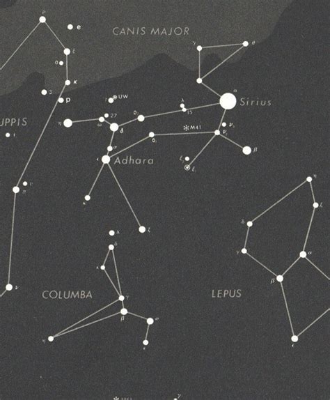 Vintage Star Map Sirius Astronomy Print Star Constellations