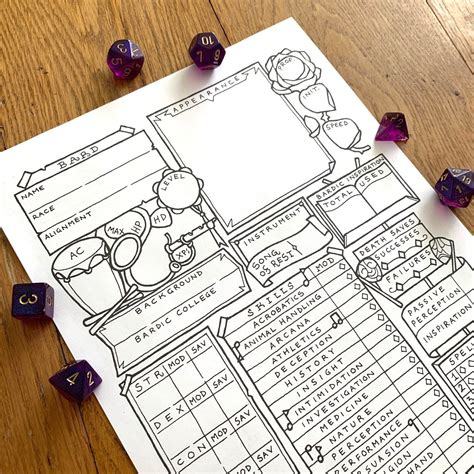 E Bard Class Character Sheet Penflower Ink Dnd Character Sheet Rpg My Xxx Hot Girl