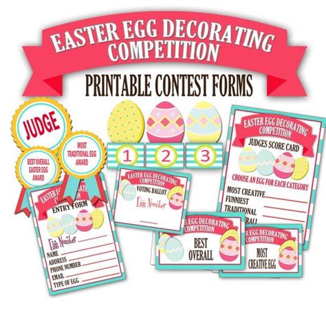 Easter Egg Decorating Contest Forms Packet Eastaer Egg Judges Score