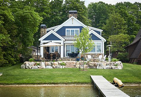 Cozy Lake Cottage In Blues And Wood Town And Country Living