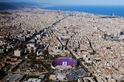 Aerial View Of Barcelona While In The Camp Nou The Farewell Of Legend Xavi Its Starting Photorator