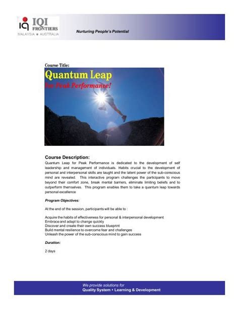 Quantum Leap For Peak Performance Pdf My