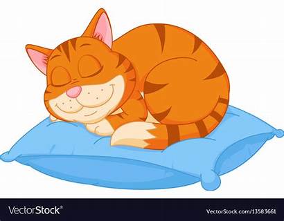 Sleeping Cartoon Cat Pillow Vector Royalty