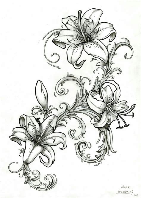 Pin By Lettie Andrade On Rose Drawings Lily Flower Tattoos Flower