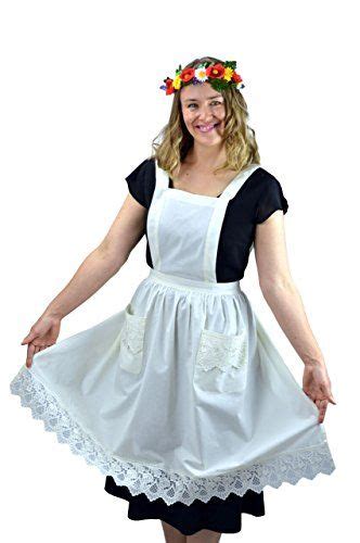 Deluxe Lace Victorian Maid Costume Ladies Full White Apron Ecru With