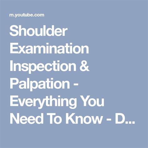Shoulder Examination Inspection And Palpation Everything You Need To