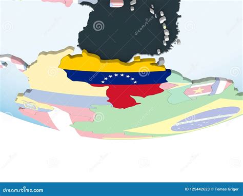 Venezuela With Flag On Globe Stock Illustration Illustration Of
