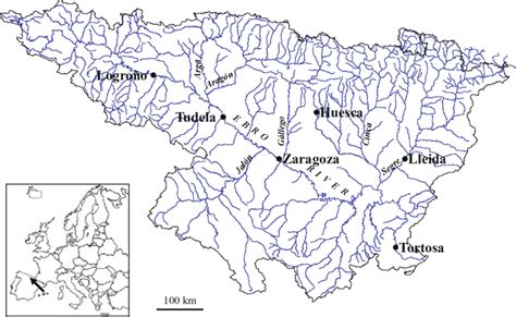 Map Of The Ebro River Watershed Showing The Main Cities And