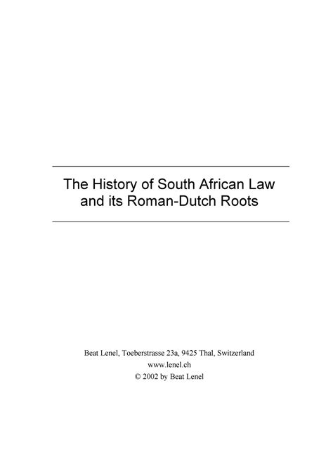 History Of South African Law The History Of South African Law And Its