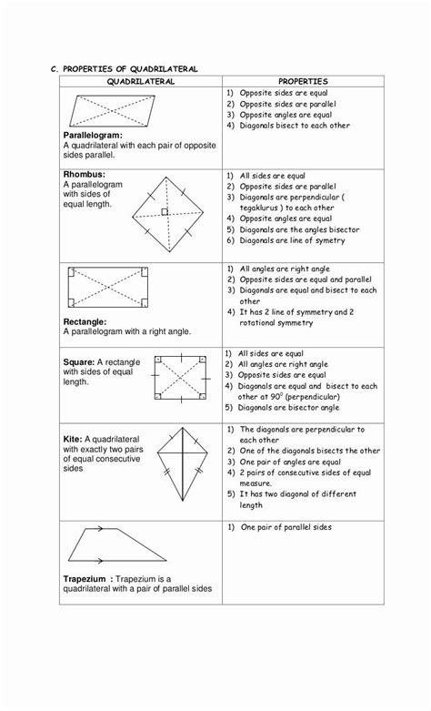 Special Quadrilaterals Worksheet Answer Key