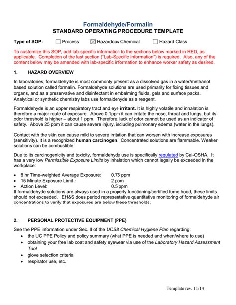 Sample Example And Format Templates 12 Osha Chemical Hygiene Plan Template