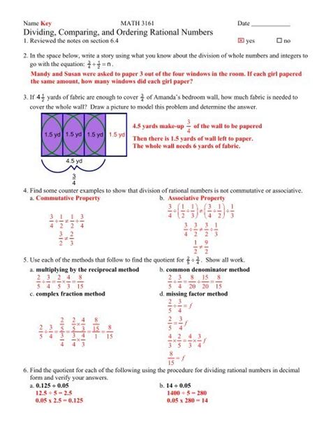 Dividing Rational Numbers Word Problems Worksheet