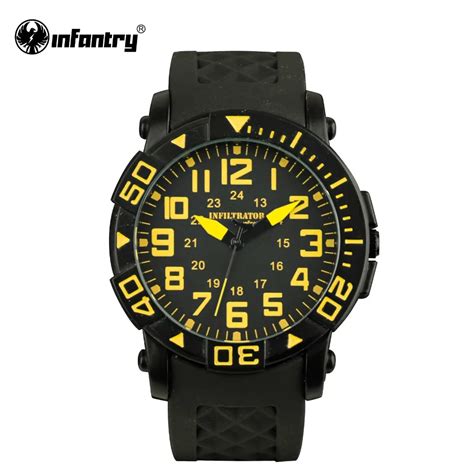 infantry military watch men black army mens watches top brand luxury yellow big silicone sport