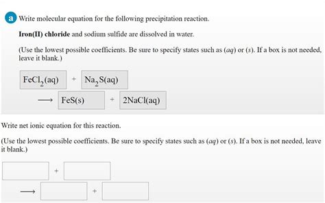 Solved A Write Molecular Equation For The Following