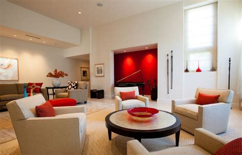 Attractive Red And White Living Room Interior Designs