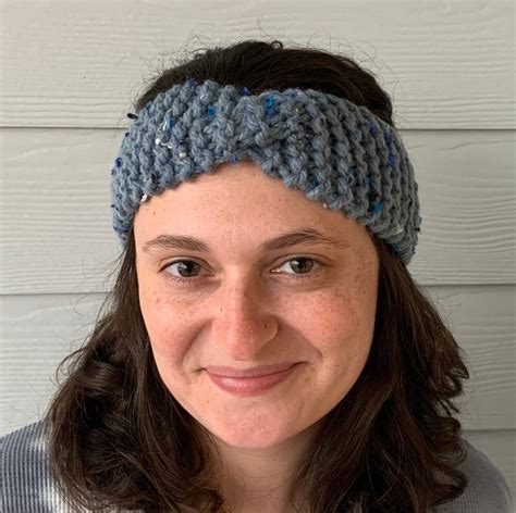 Knit Twisted Headband Chunky Blue Adult Knit Headband Etsy