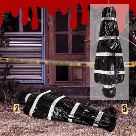Halloween Dead Body Prop Scary Fake Corpse In Bag Garden Hanging