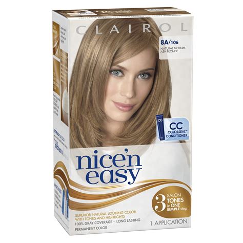 Clairol Nice N Easy Hair Color Natural Medium Ash Blonde Kit Pack Of Packaging