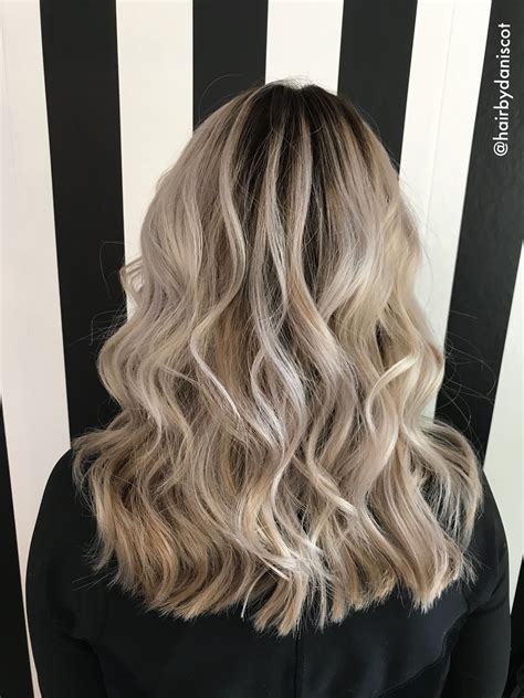 Dark Root Icy Blonde Balayage Instagram Hairbydaniscot Balayage