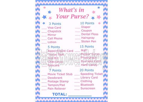 gender reveal party game what s in your purse game etsy