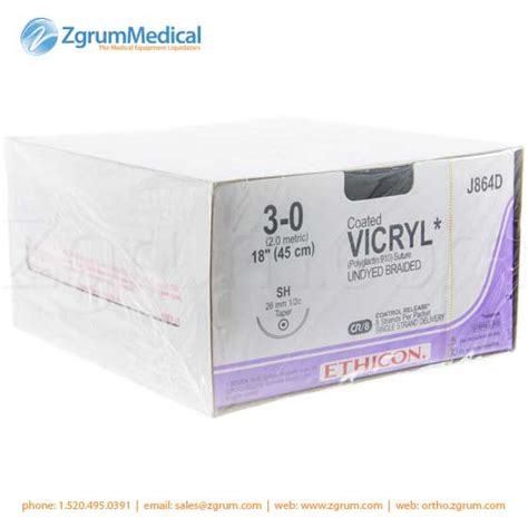 Ethicon 3 0 Coated Vicryl Suture Undyed Braided J864d Zgrum Medical