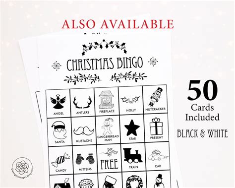 Christmas Bingo Cards Printable Bingo 50 Cards Senior Etsy