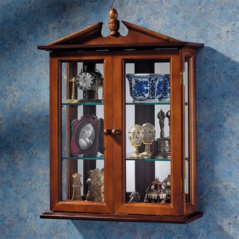 Amesbury 17 Wide Solid Wood Mirrored Back Curio Cabinet Wall Curio