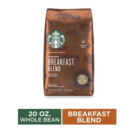 Starbucks Breakfast Blend Medium Roast Whole Bean Coffee 20 Oz Bag