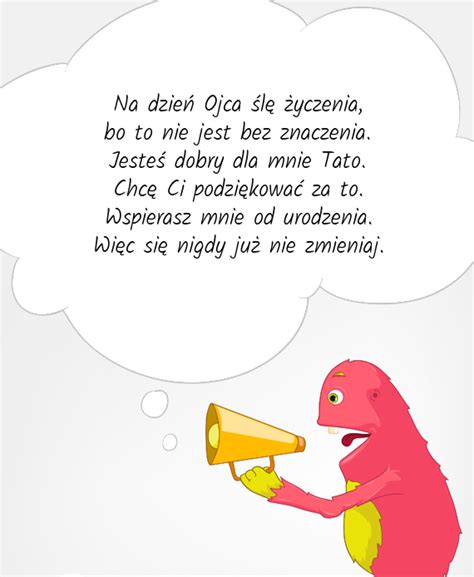 Ślę z głębi me życzenia. Różowy potworek z życzeniami na Dzień Ojca - Życzenia Na ...