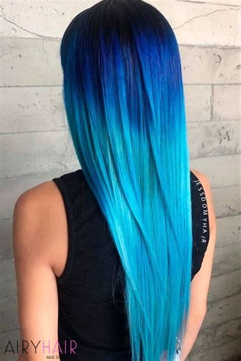 Ombre, balayage hairstyles with straight long hair. 20+ Blue and Pastel Blue Ombré Ideas for Hair Extensions