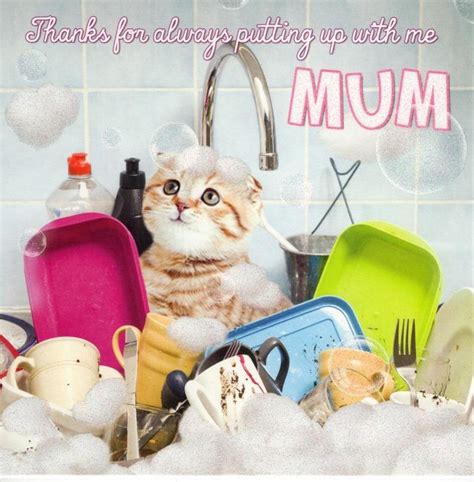 Thanks Mum Mothers Day Cute Flittered Cat Card Cards Love Kates