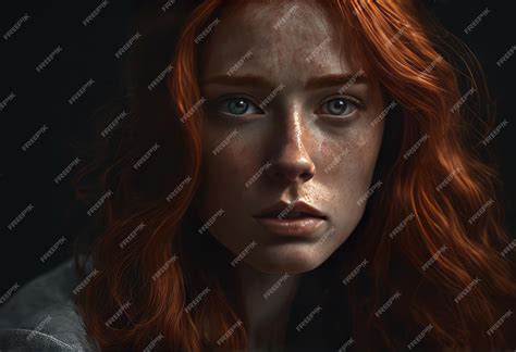 Premium Ai Image Portrait Of A Beautiful Redhead Girlportrait Of A Beautiful Redhead