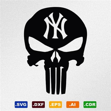 Social media network fill flat svg vector icon sets. Punisher Skull New York Yankees Svg Dxf Eps Ai Cdr Vector