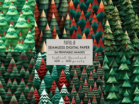 Seamless Christmas Tessellations Patterns Digital Paper 24 Pack Clip
