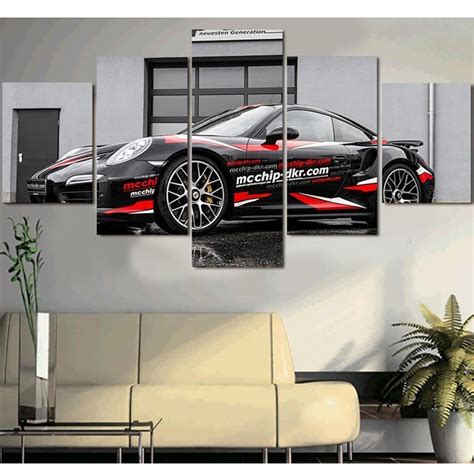Porsche 911 Turbo S Car 5 Panel Canvas Art Wall Decor Canvas Storm
