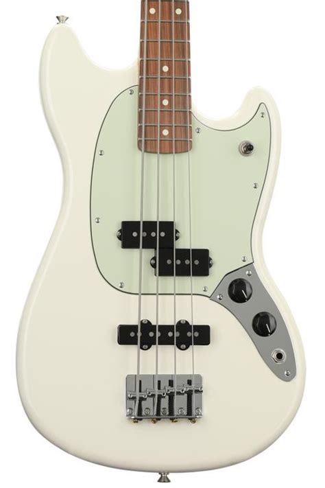 Fender Mustang Pj Bass Olympic White With Pau Ferro Fingerboard