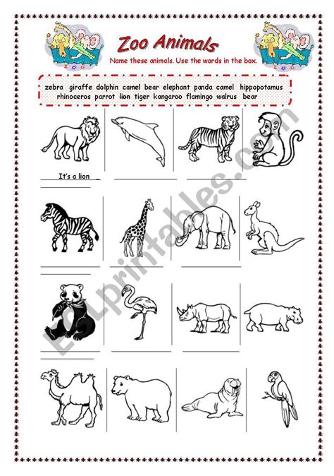 Zoo Animals Esl Worksheet By Bamarcia