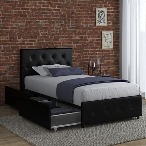 Buy Dhp Dakota Upholstered Platform Bed With Underbed Storage Drawers