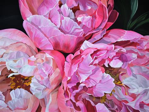 Peonies 120 X 90 Cm Jenny Fusca Paintings Abstract Flower Art