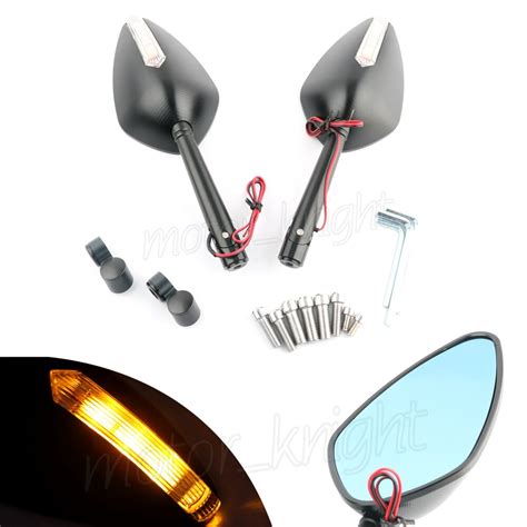 Universal M8 M10 Aluminum Cnc Motorcycle Rearview Led Side Mirror For