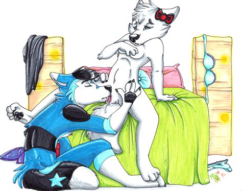 Rule 34 Anthro Bed Bow Breasts Canine Closed Eyes Clothing Covering