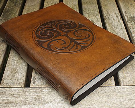 A4 Large Brown Leather Journal Tree Of Life Design Hand Bound