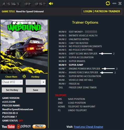 Need For Speed Unbound 20 Trainer Fearless Cheat Engine
