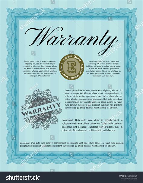 Light Blue Retro Warranty Certificate Template Royalty Free Stock