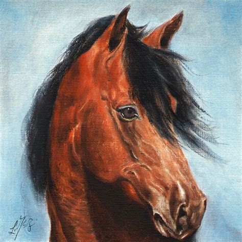 Original Oil Horse Portrait Painting Pony Art Artwork On