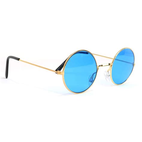 Buy Skeleteen Blue Circle Hippie Glasses Blue 60s Style Hipster Circle Sunglasses 1 Pair