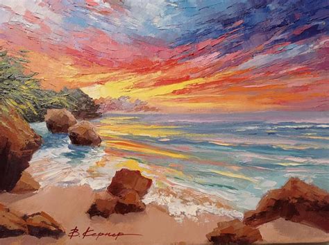 Tropical Sunset Oil Painting Sunset Landscape With Sunset Oil Painting