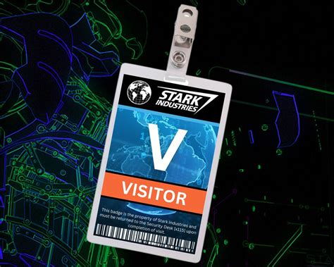 Printable Stark Industries Visitor Pass Id Card Badge Etsy